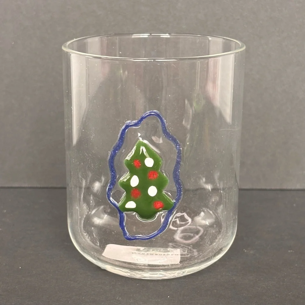 Anthropologie Love Notes Holiday Juice Glass Christmas Tree NWT